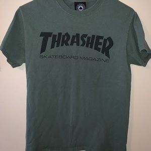 Thrasher T-Shirt - Green. Size Small